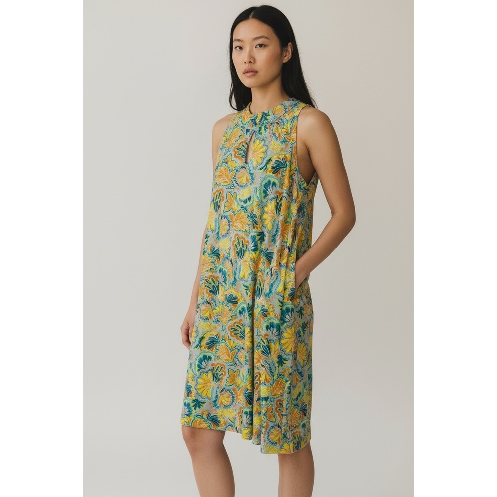 Stella Parker Floral Shift Dress Womens S Yellow